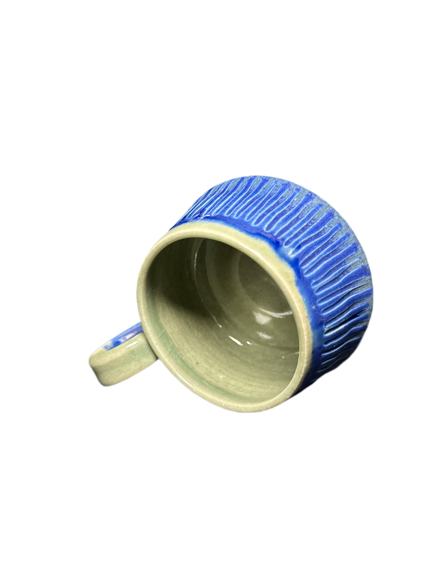 Blue Ribbed Mug